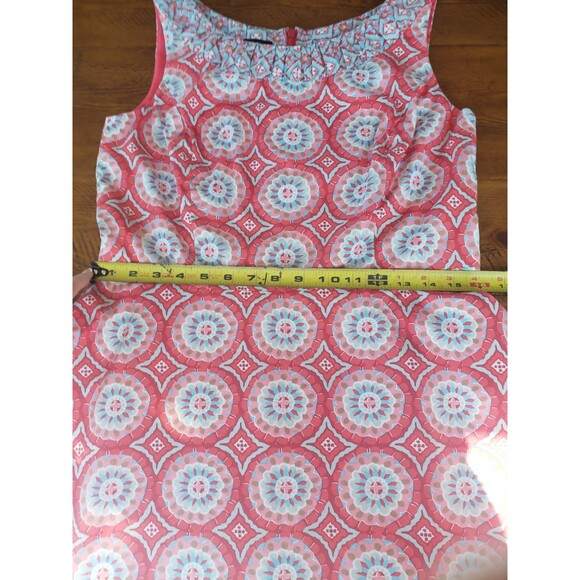 Talbot's Mixed Geo Print Fit & Flare Sleeveless Dress	Size 8 Lined Midi Cotton - Picture 14 of 16
